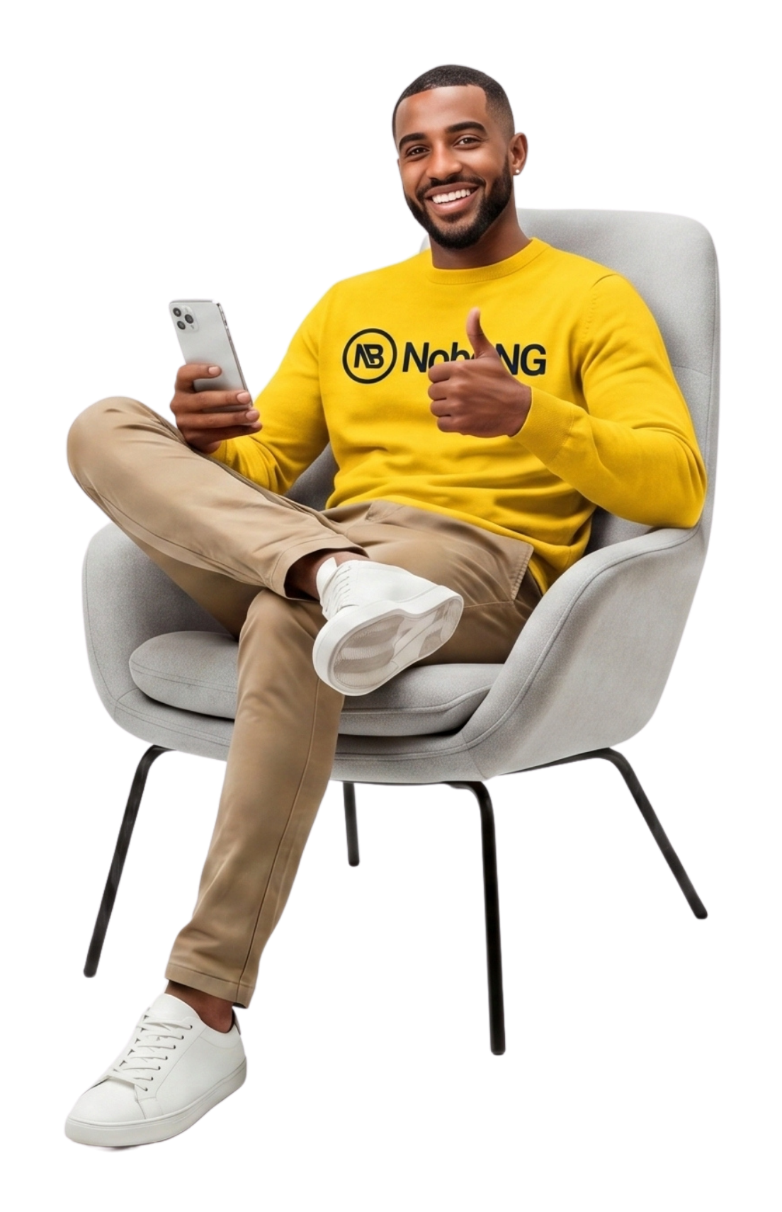 A NoboNG shopper giving a thumbs up while chatting on the app